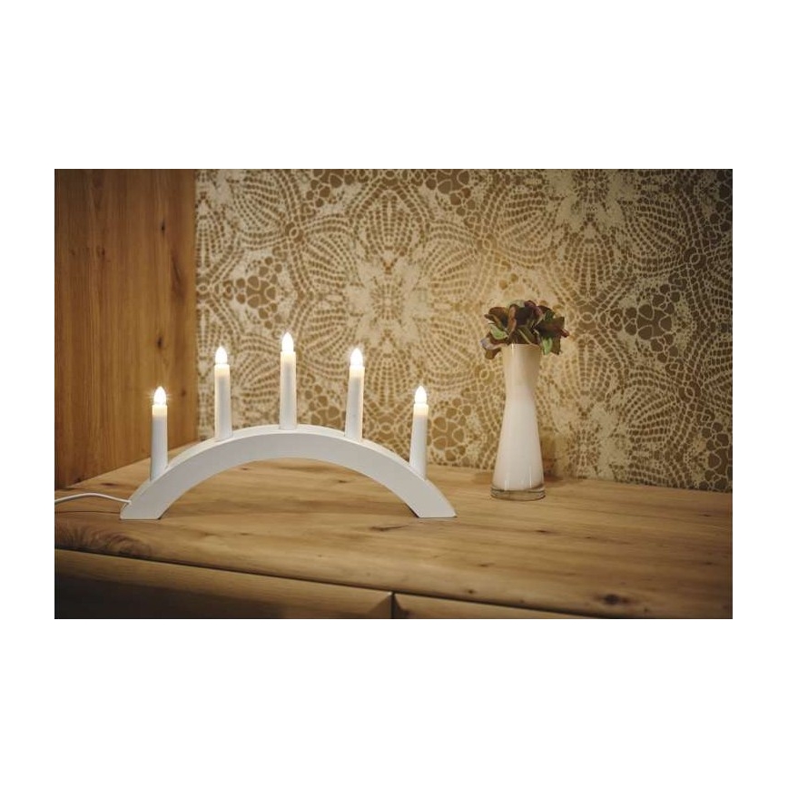 Jul ljusstake  5xE10/15W/230V vit 