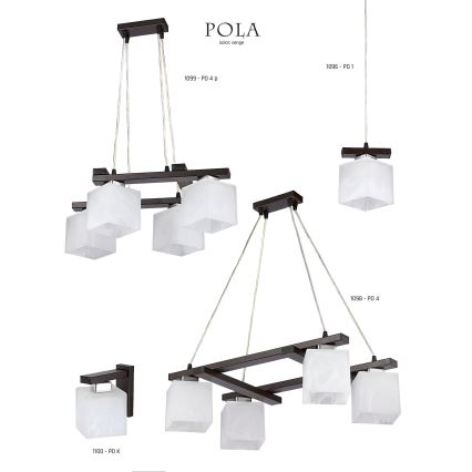 Jupiter 1098 - PO4 - Hängande Ljuskrona POLA 4xE27/60W/230V wenge