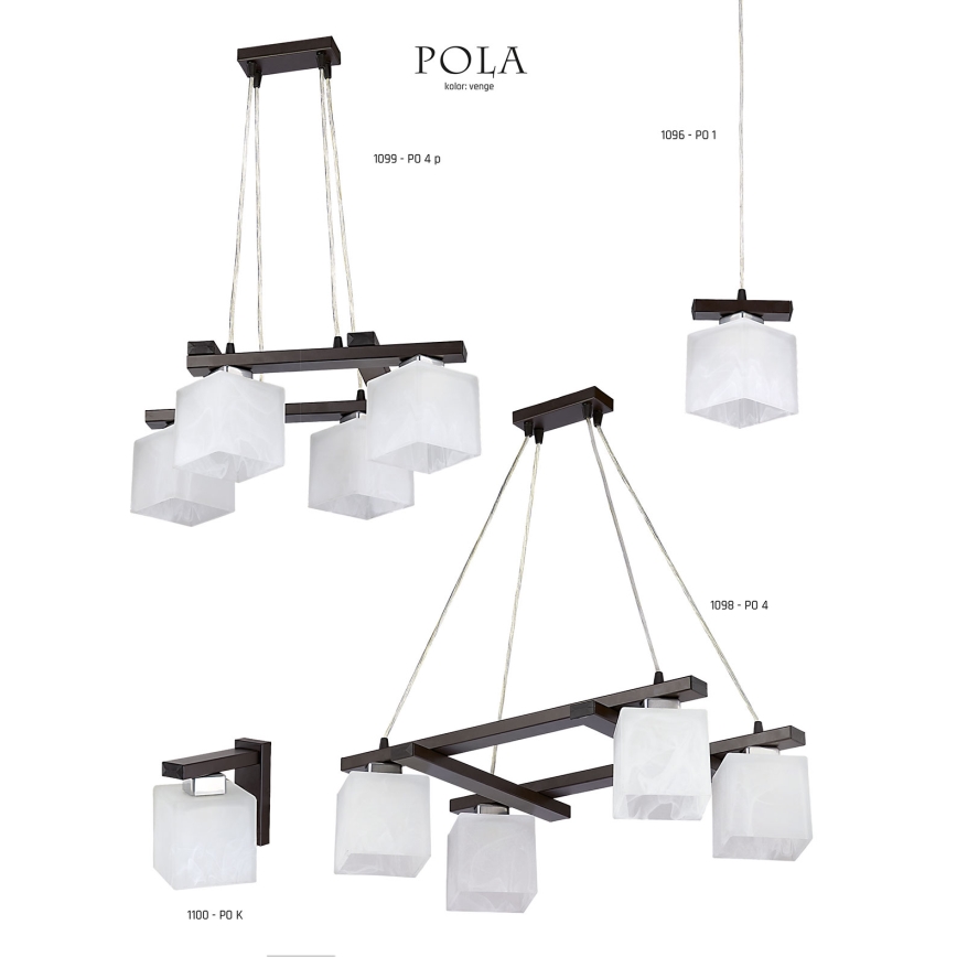 Jupiter 1098 - PO4 - Hängande Ljuskrona POLA 4xE27/60W/230V wenge