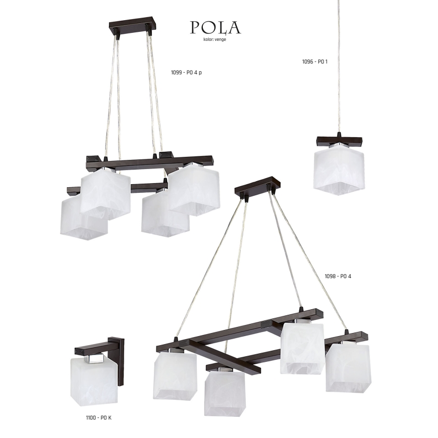 Jupiter 1099 - PO 4 p - Hängande Ljuskrona POLA 4xE27/60W/230V wenge