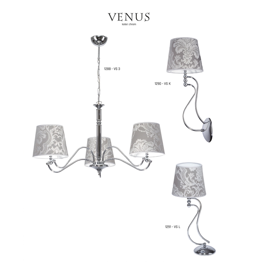 JUPITER 1288-VS3 - Hängande lampa VENUS 3xE27/60W