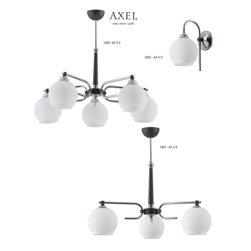 Jupiter 1401 - AX 3 G - Ljuskrona med stång AXEL 3xE27/60W/230V