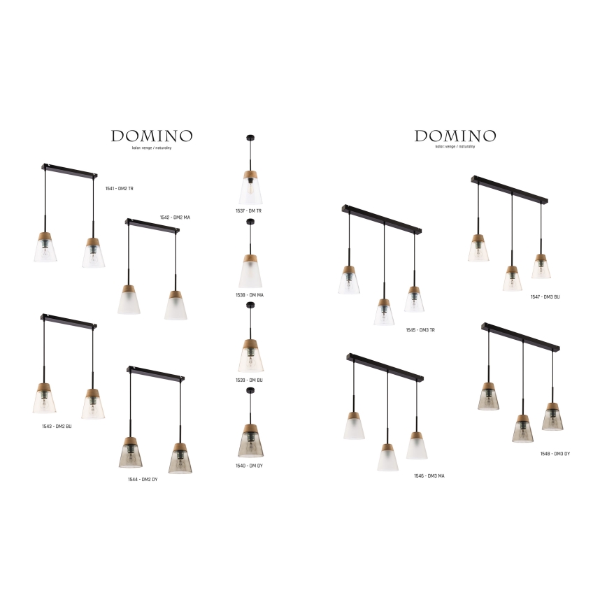 Jupiter 1537 - DM 1 TR - Hängande lampa DOMINO E27/60W