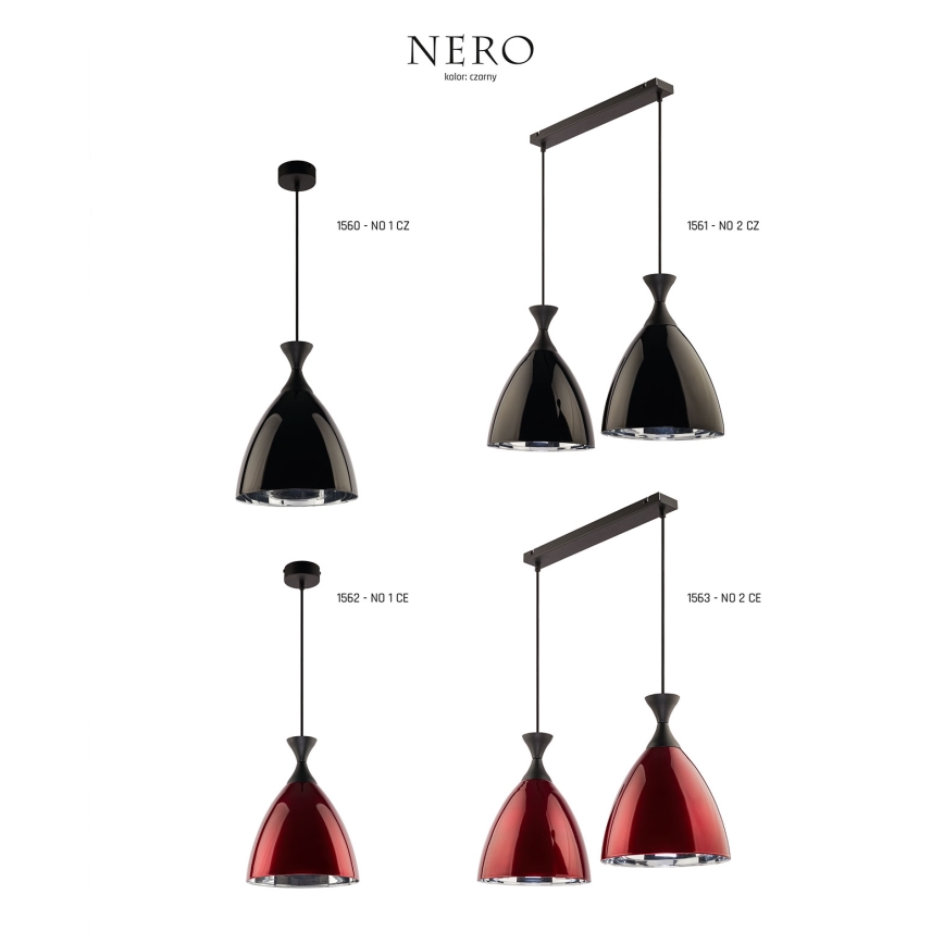 Jupiter 1562 - NO 1 CZE - Hängande lampa NERO E27/60W