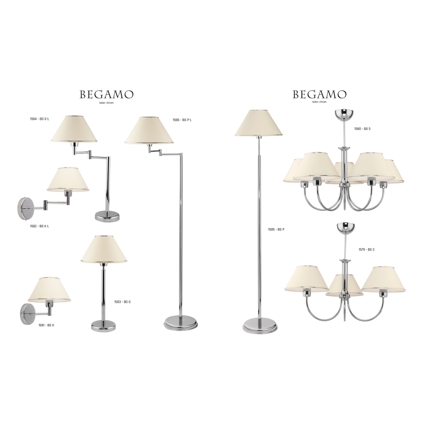 Jupiter 1586 - BG P L CH - Golvlampa BEGAMO E27/60W