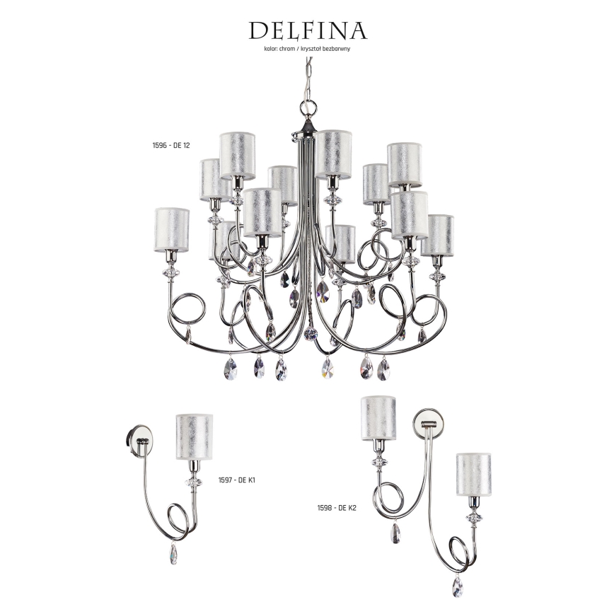 Jupiter 1597 - DE K1 CH - Kristall Vägglampa DOLPHINA E14/40W
