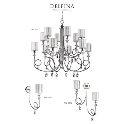 Jupiter 1598 - DE K2 CH - Kristall Vägglampa DOLPHINA 2xE14/40W