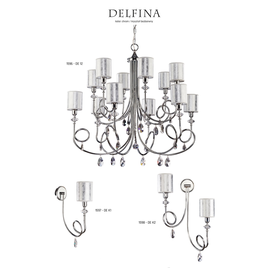Jupiter 1598 - DE K2 CH - Kristall Vägglampa DOLPHINA 2xE14/40W