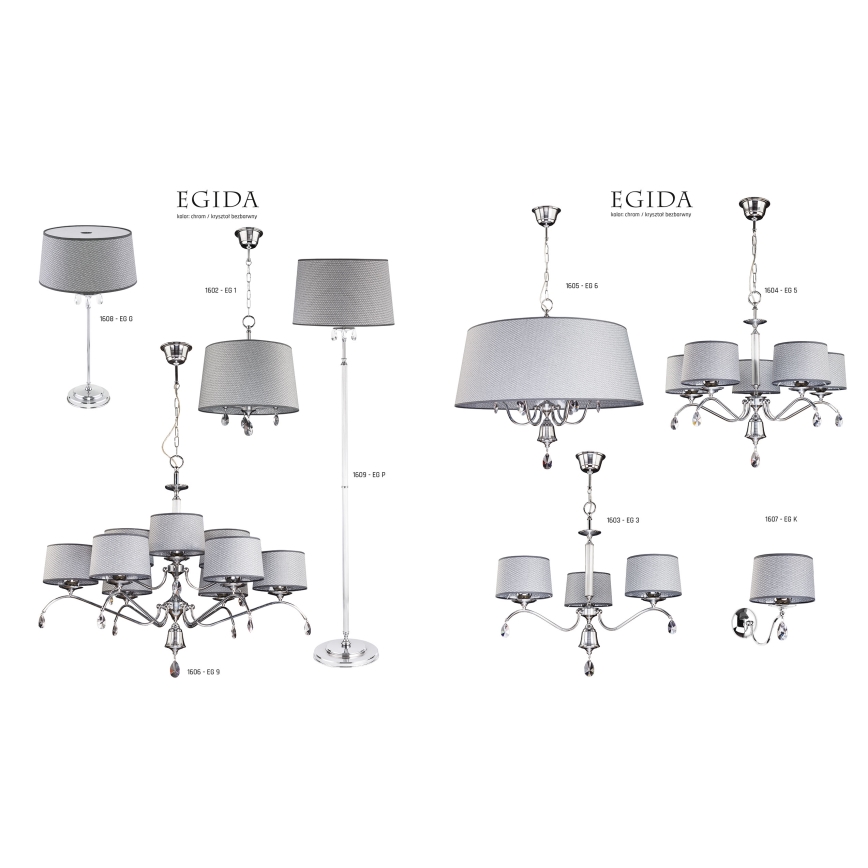 Jupiter 1609 - EG P CH - Golvlampa i kristall EGIDA 3xE27/60W/230V