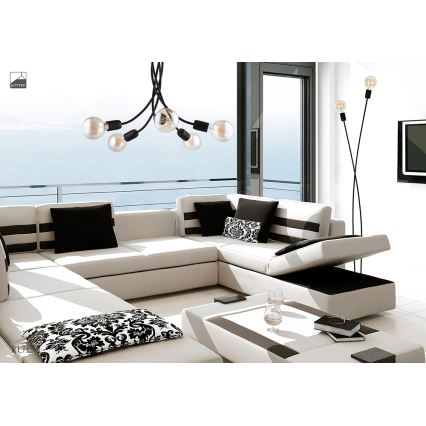 Jupiter 1640 - Hängande Ljuskrona LUCE 5xE27/60W/230V svart