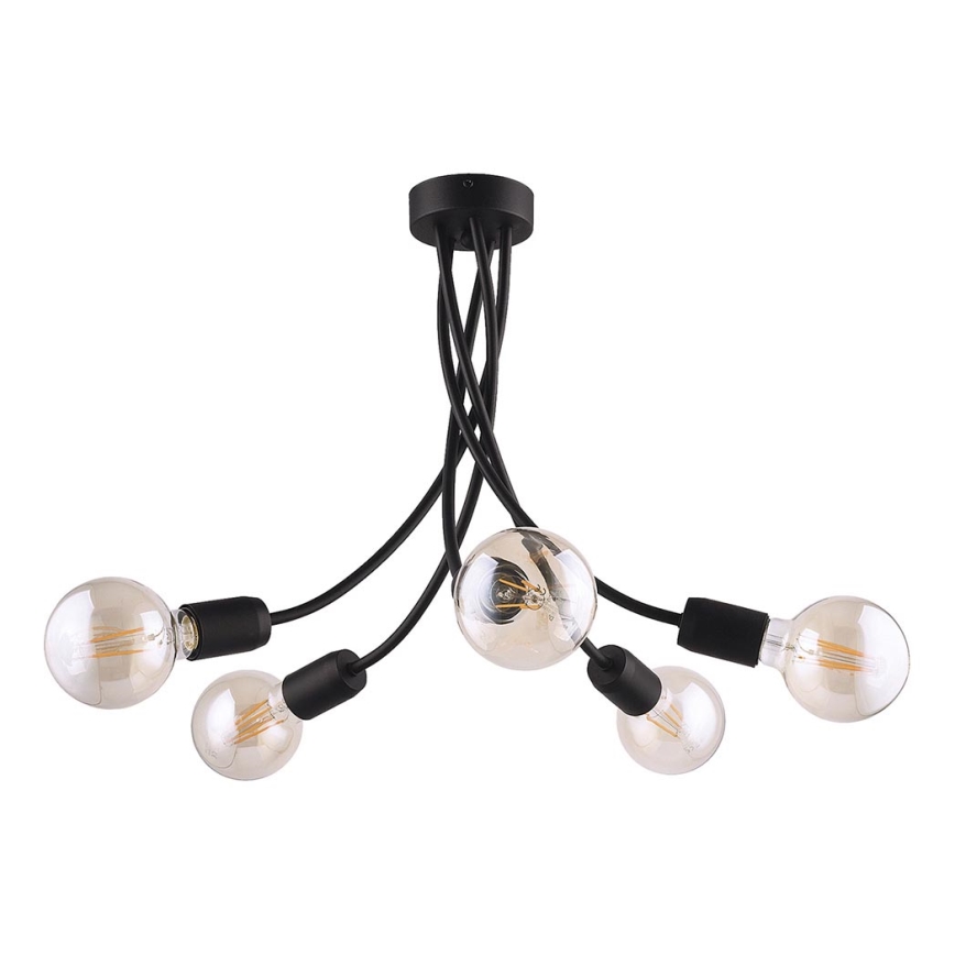 Jupiter 1640 - Upphängningsbar Ljuskrona  LUCE 5xE27/60W/230V svart 