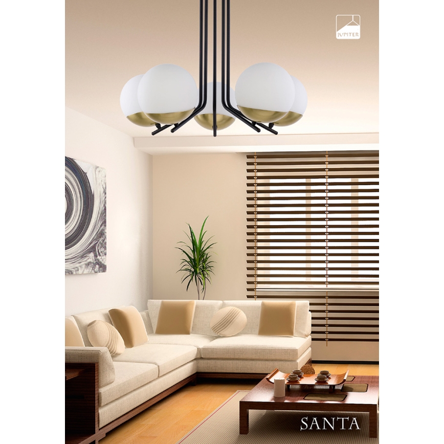 Jupiter 1720 - Hängande Ljuskrona Tomte 5xE14/40W/230V mässing