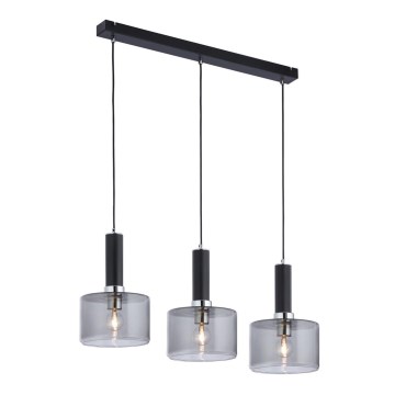 Jupiter 1860 - VA3 - Ljuskrona med snöre VANES 3xE27/60W/230V silver/svart