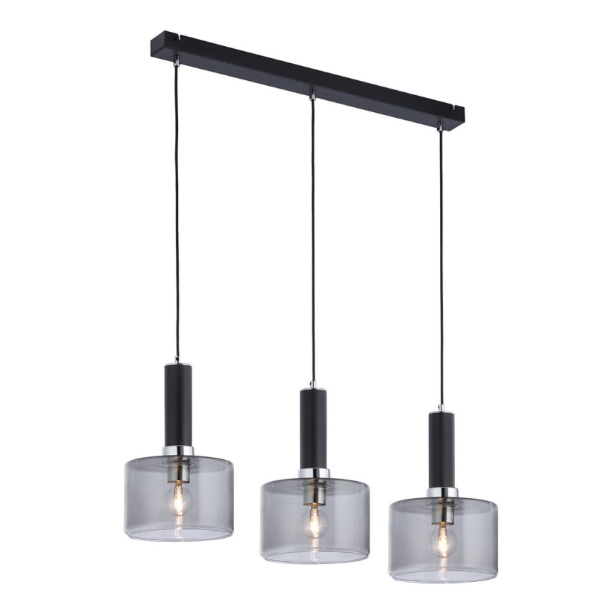 Jupiter 1860 - VA3 - Ljuskrona med snöre VANES 3xE27/60W/230V silver/svart
