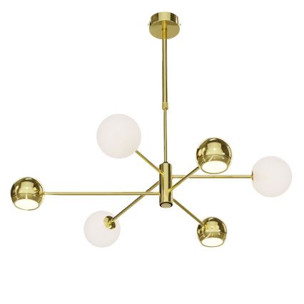 Jupiter 1962 - Ljuskrona på fot MOKA 3xGU10/10W/230V + 3xG9/10W/230V guld/vit