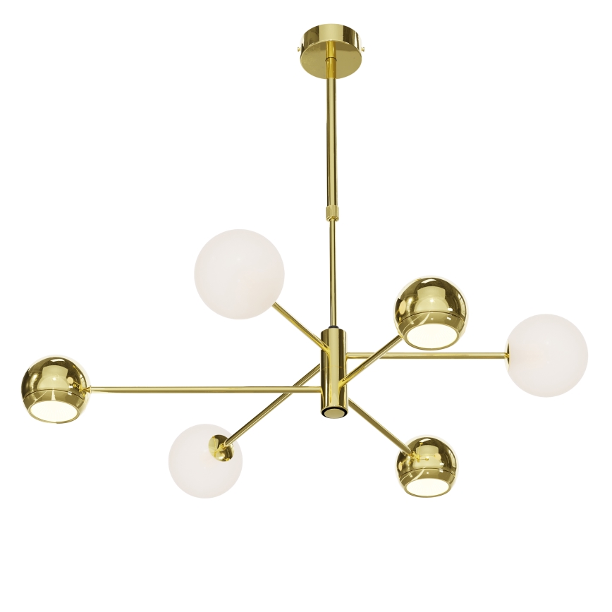 Jupiter 1962 - Ljuskrona på fot MOKA 3xGU10/10W/230V + 3xG9/10W/230V guld/vit