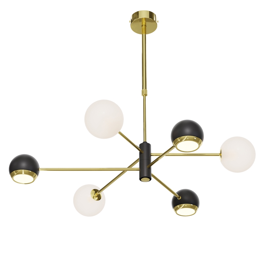 Jupiter 1965 - Ljuskrona på fot MOKA 3xGU10/10W/230V + 3xG9/10W/230V guld/svart/vit