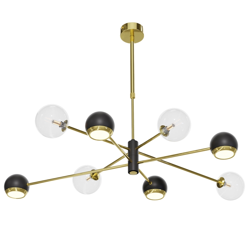 Jupiter 1973 - Ljuskrona på fot MOKA 4xGU10/10W/230V + 4xG9/10W/230V guld/svart/genomskinlig