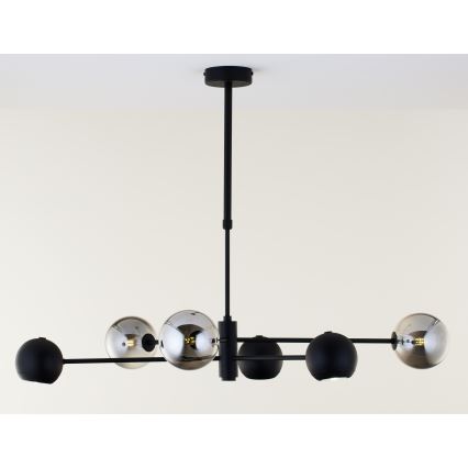 Jupiter 1974 - Pendelkrona MOKA 3xGU10/10W/230V + 3xG9/10W/230V svart/skinande krom