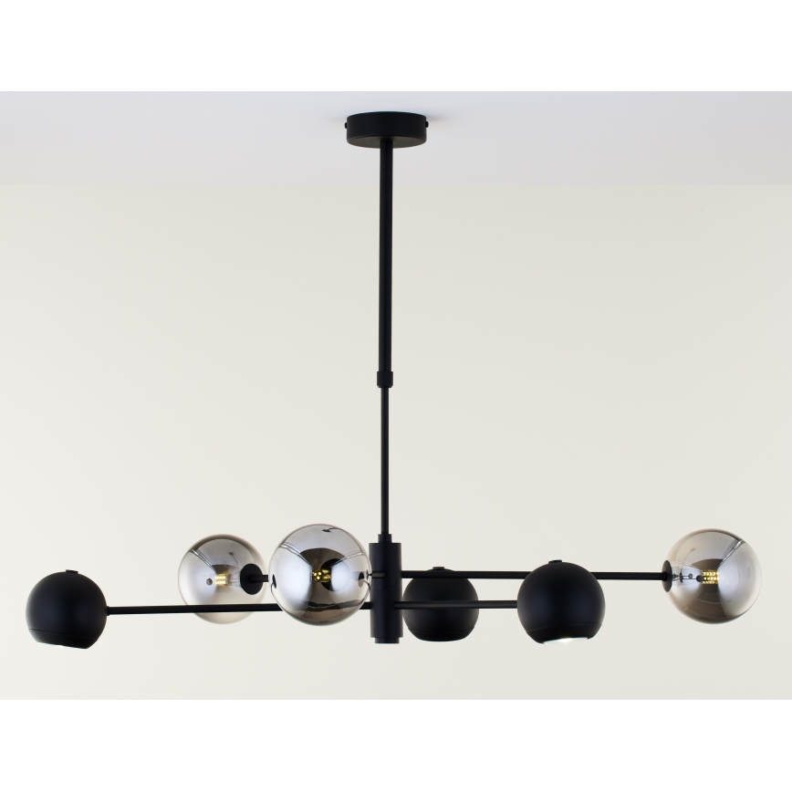Jupiter 1974 - Pendelkrona MOKA 3xGU10/10W/230V + 3xG9/10W/230V svart/skinande krom