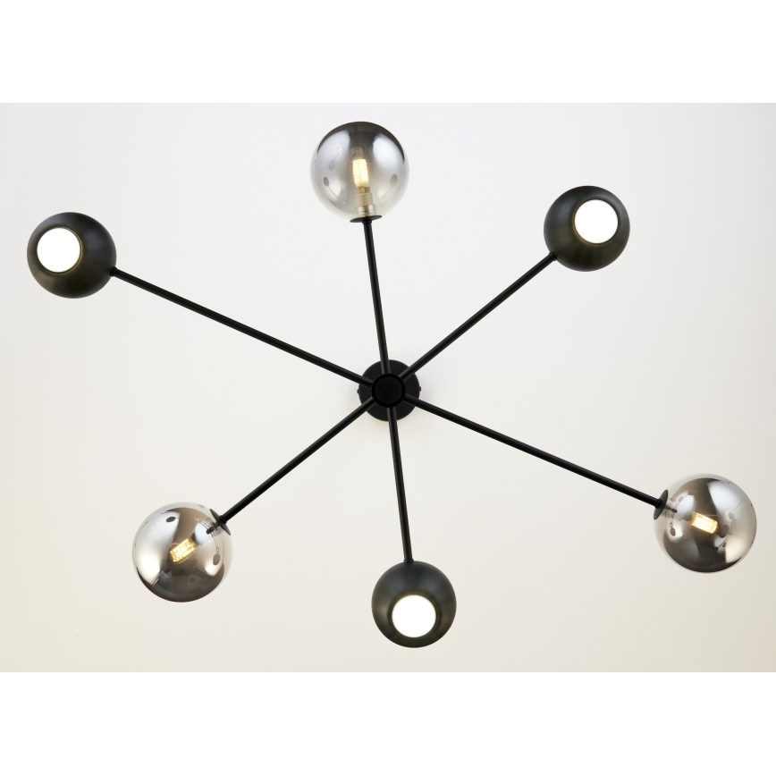 Jupiter 1974 - Pendelkrona MOKA 3xGU10/10W/230V + 3xG9/10W/230V svart/skinande krom