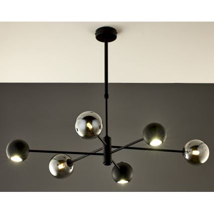 Jupiter 1974 - Pendelkrona MOKA 3xGU10/10W/230V + 3xG9/10W/230V svart/skinande krom