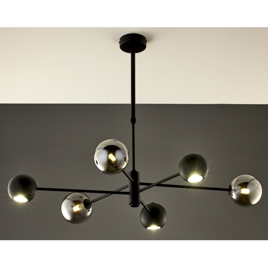 Jupiter 1974 - Pendelkrona MOKA 3xGU10/10W/230V + 3xG9/10W/230V svart/skinande krom