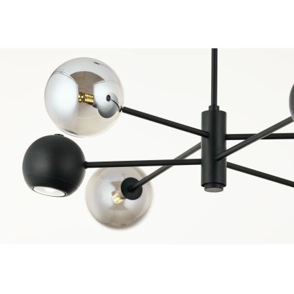 Jupiter 1974 - Pendelkrona MOKA 3xGU10/10W/230V + 3xG9/10W/230V svart/skinande krom