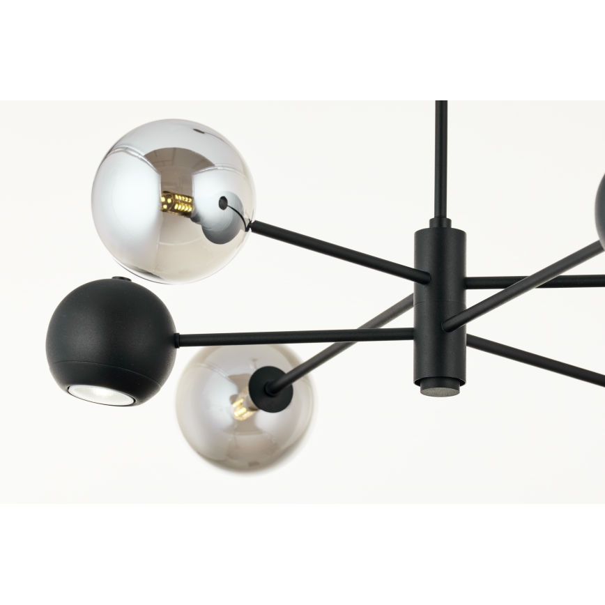 Jupiter 1974 - Pendelkrona MOKA 3xGU10/10W/230V + 3xG9/10W/230V svart/skinande krom