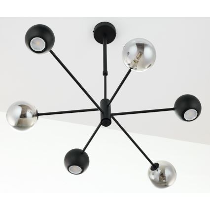 Jupiter 1974 - Pendelkrona MOKA 3xGU10/10W/230V + 3xG9/10W/230V svart/skinande krom