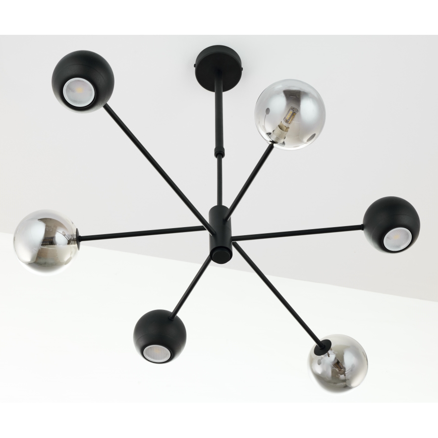 Jupiter 1974 - Pendelkrona MOKA 3xGU10/10W/230V + 3xG9/10W/230V svart/skinande krom