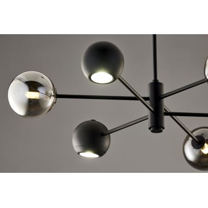 Jupiter 1974 - Pendelkrona MOKA 3xGU10/10W/230V + 3xG9/10W/230V svart/skinande krom