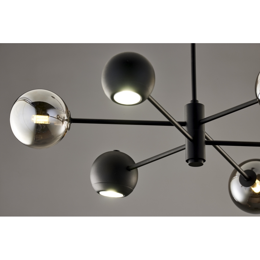 Jupiter 1974 - Pendelkrona MOKA 3xGU10/10W/230V + 3xG9/10W/230V svart/skinande krom