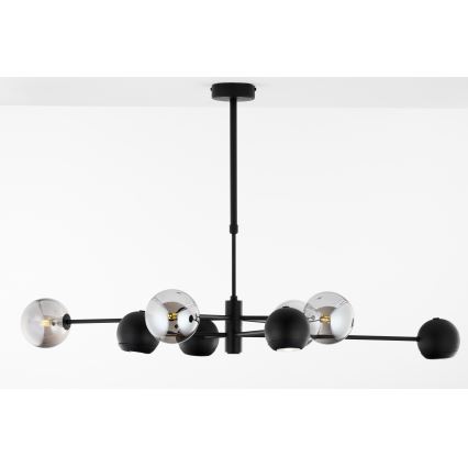 Jupiter 1975 - Pendelkrona MOKA 4xGU10/10W/230V + 4xG9/10W/230V svart/skinande krom