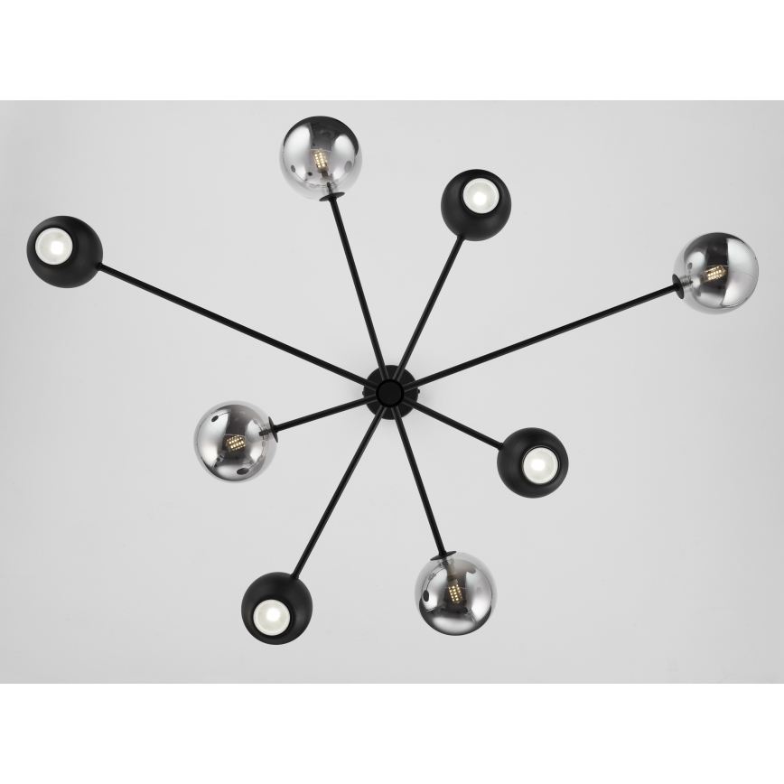 Jupiter 1975 - Pendelkrona MOKA 4xGU10/10W/230V + 4xG9/10W/230V svart/skinande krom