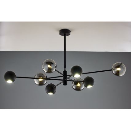Jupiter 1975 - Pendelkrona MOKA 4xGU10/10W/230V + 4xG9/10W/230V svart/skinande krom