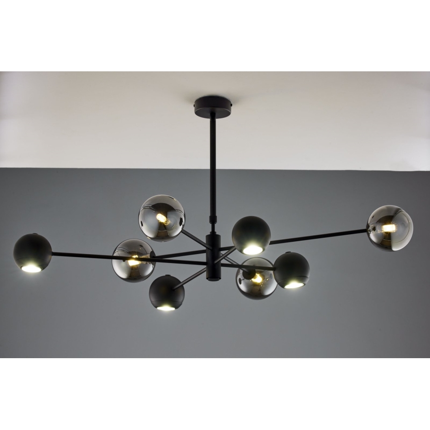 Jupiter 1975 - Pendelkrona MOKA 4xGU10/10W/230V + 4xG9/10W/230V svart/skinande krom