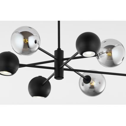 Jupiter 1975 - Pendelkrona MOKA 4xGU10/10W/230V + 4xG9/10W/230V svart/skinande krom