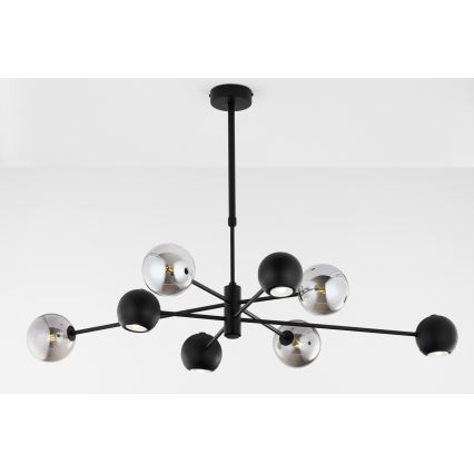 Jupiter 1975 - Pendelkrona MOKA 4xGU10/10W/230V + 4xG9/10W/230V svart/skinande krom
