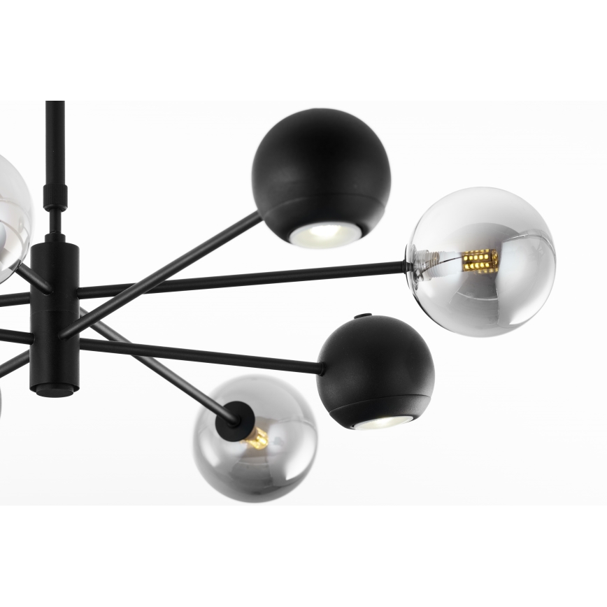 Jupiter 1975 - Pendelkrona MOKA 4xGU10/10W/230V + 4xG9/10W/230V svart/skinande krom