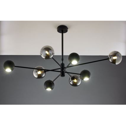 Jupiter 1975 - Pendelkrona MOKA 4xGU10/10W/230V + 4xG9/10W/230V svart/skinande krom