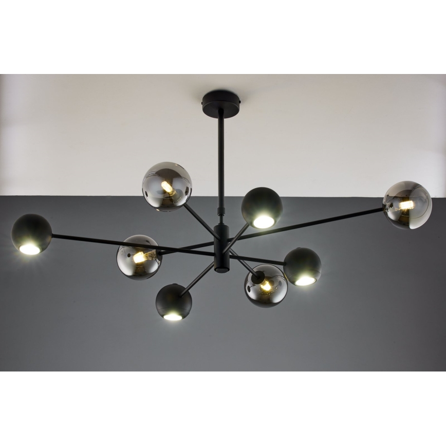 Jupiter 1975 - Pendelkrona MOKA 4xGU10/10W/230V + 4xG9/10W/230V svart/skinande krom