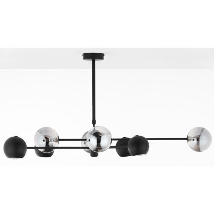 Jupiter 1975 - Pendelkrona MOKA 4xGU10/10W/230V + 4xG9/10W/230V svart/skinande krom
