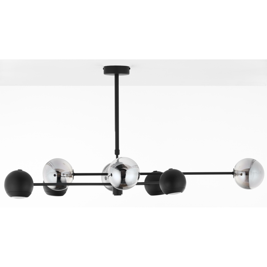 Jupiter 1975 - Pendelkrona MOKA 4xGU10/10W/230V + 4xG9/10W/230V svart/skinande krom