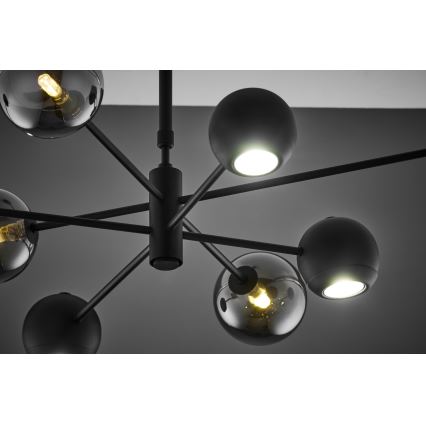 Jupiter 1975 - Pendelkrona MOKA 4xGU10/10W/230V + 4xG9/10W/230V svart/skinande krom