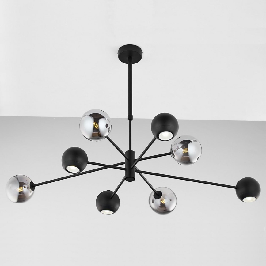 Jupiter 1975 - Pendelkrona MOKA 4xGU10/10W/230V + 4xG9/10W/230V svart/skinande krom