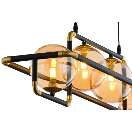 Jupiter 1983 - Ljuskrona med textilsladd ZAFRA 4xG9/10W/230V svart/beige