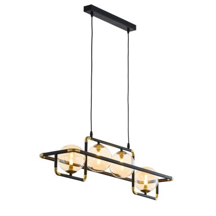 Jupiter 1983 - Ljuskrona med textilsladd ZAFRA 4xG9/10W/230V svart/beige