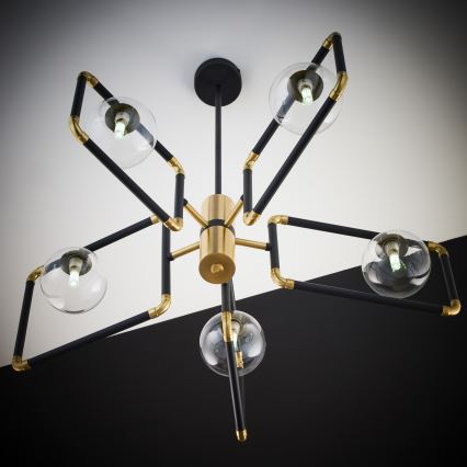 Jupiter 1985 - Pendelkrona IBRA 5xG9/10W/230V svart/guld