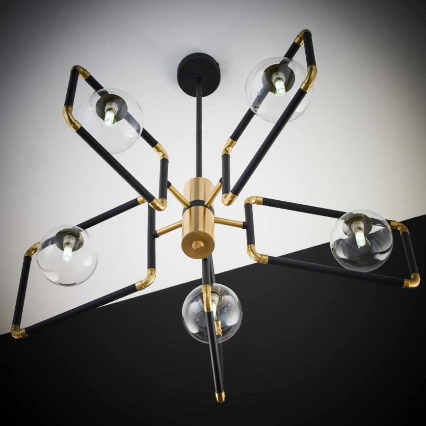 Jupiter 1985 - Pendelkrona IBRA 5xG9/10W/230V svart/guld